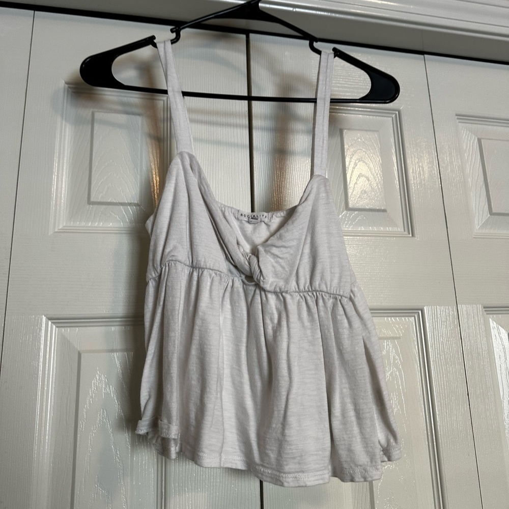 Socialite Cross Front White Tank